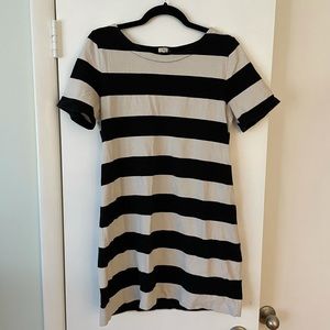 J. Crew Factory Black and Tan stripped dress